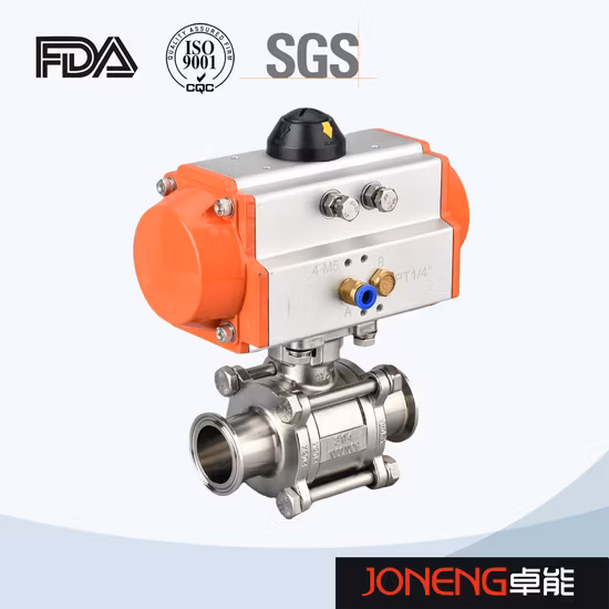 Robinet à tournant sphérique encapsulé hygiénique à haute pression en acier inoxydable 3 pièces (JN